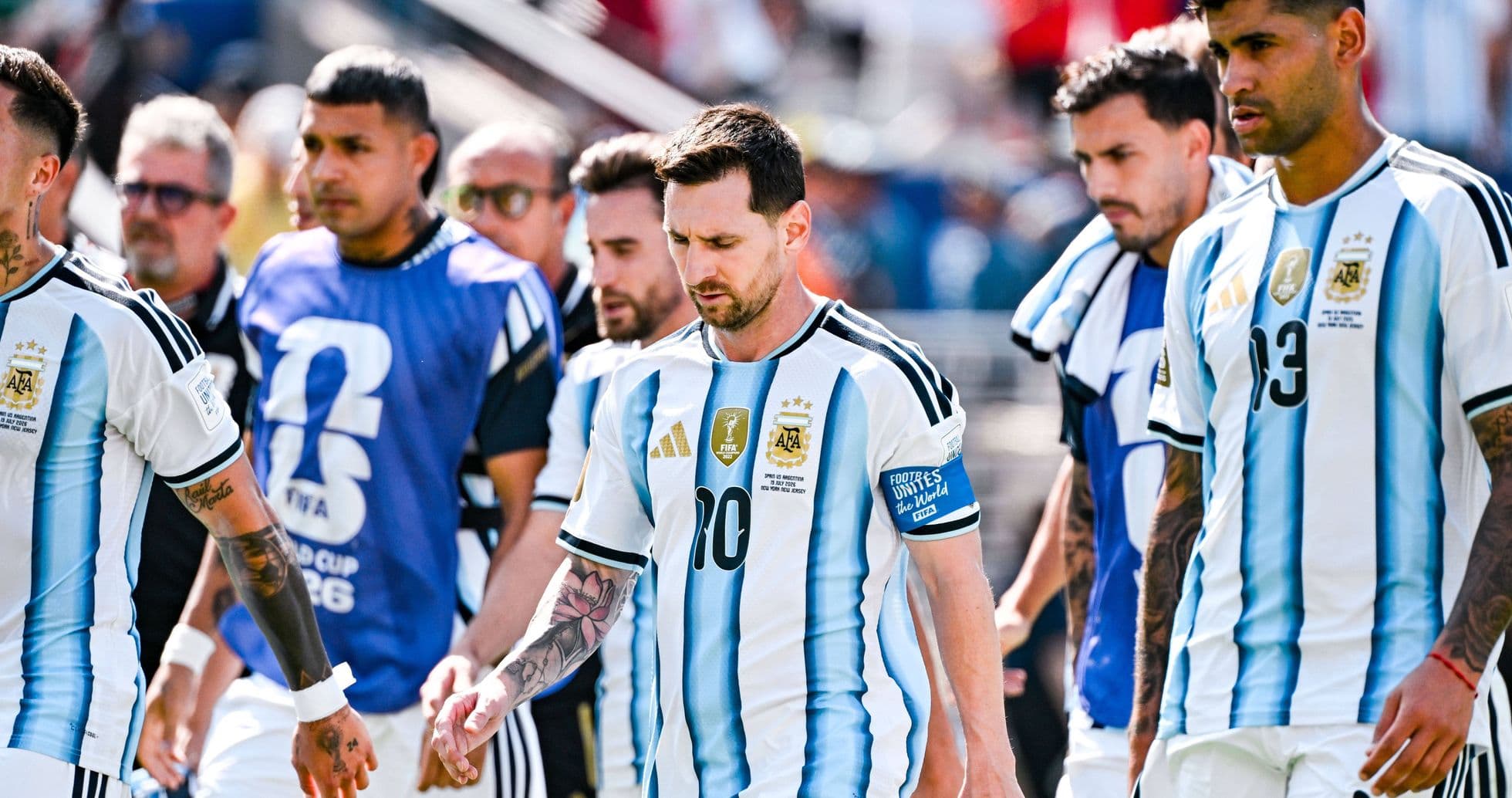 Argentina players walking off the pitch after match Argentina players walking off the pitch after match