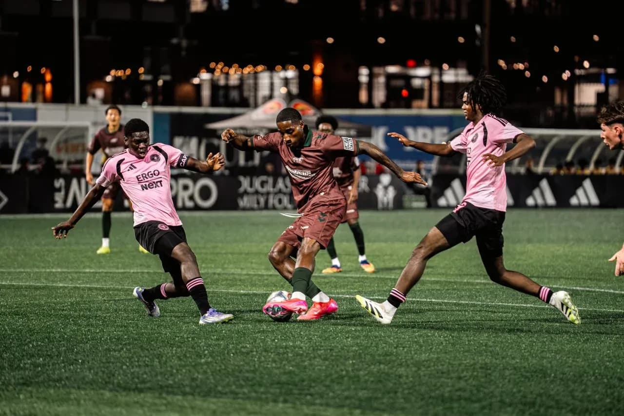 Inter Miami II players competing for the ball Inter Miami II players competing for the ball