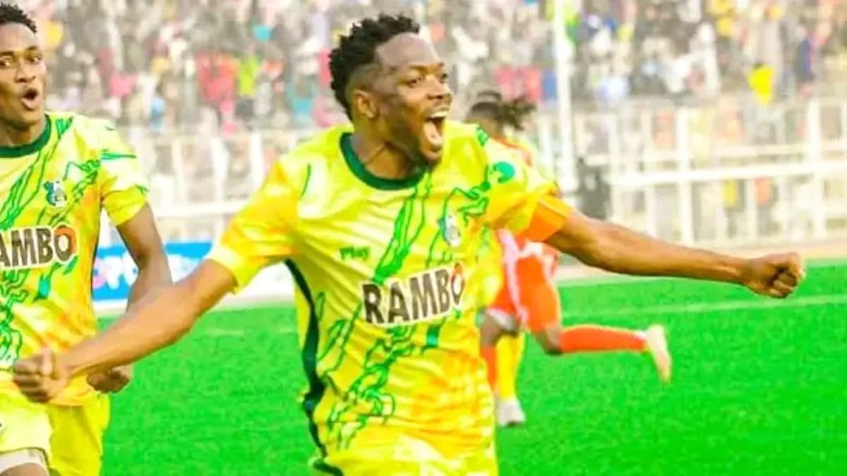 Player celebrating goal during Kano Pillars match Player celebrating goal during Kano Pillars match