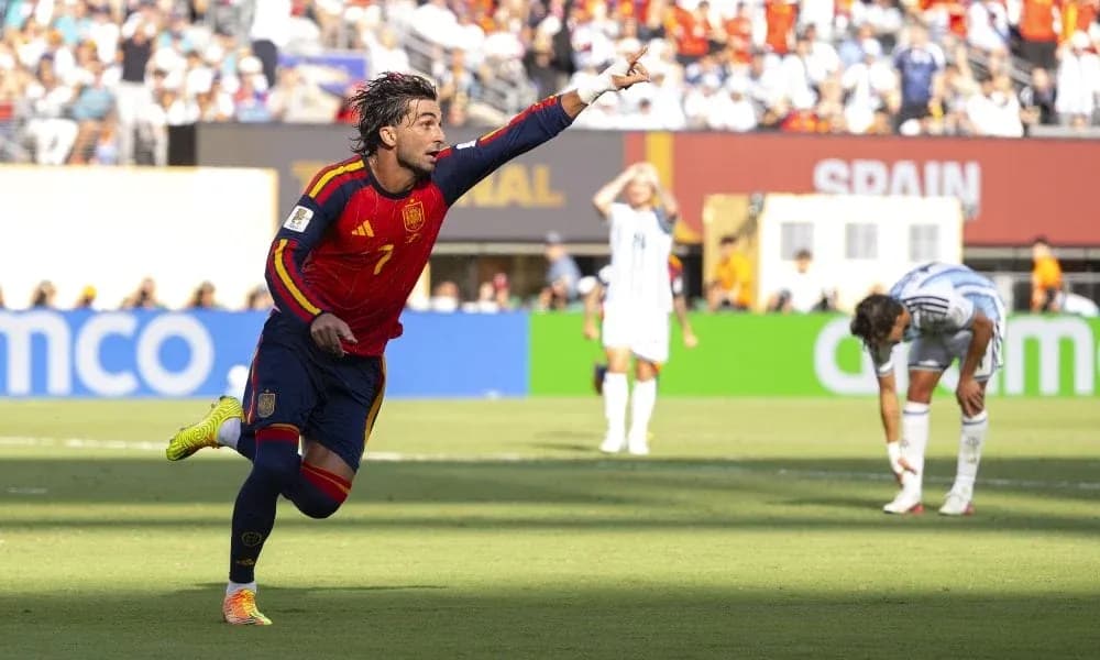 Spanish player celebrating goal during match Spanish player celebrating goal during match