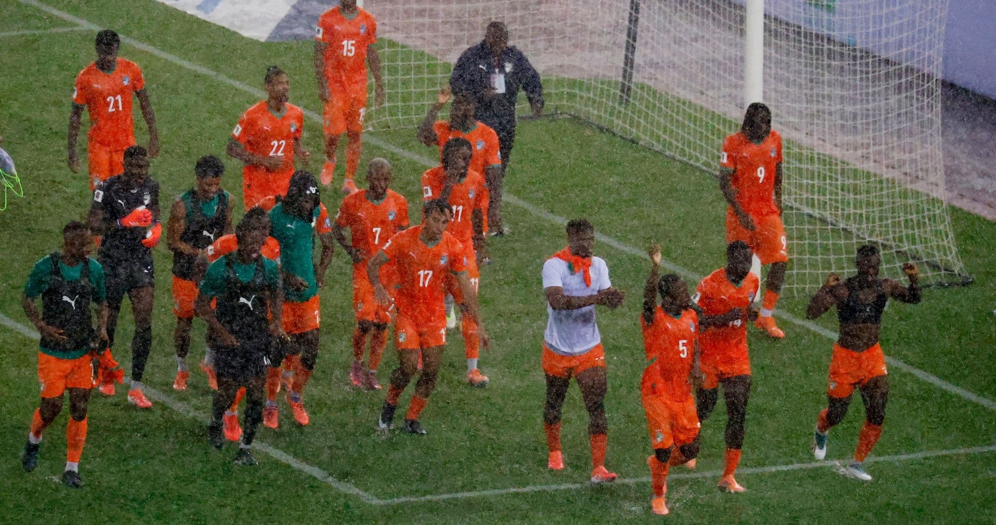 Ivory Coast players celebrating after a match Ivory Coast players celebrating after a match