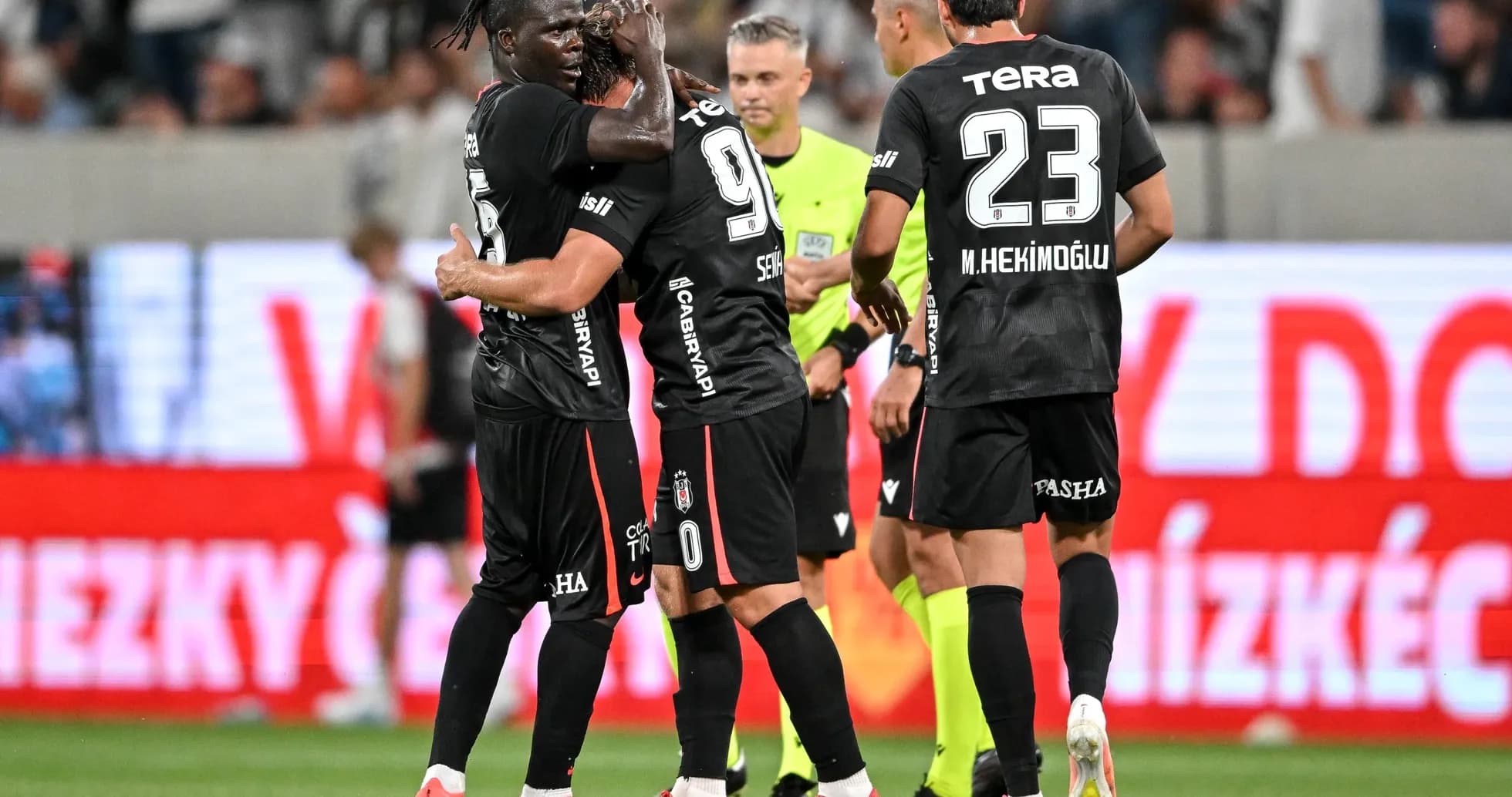 Beşiktaş players celebrating during UEFA match Beşiktaş players celebrating during UEFA match