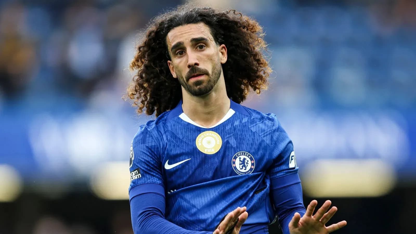 Player in Chelsea kit gesturing during match Player in Chelsea kit gesturing during match