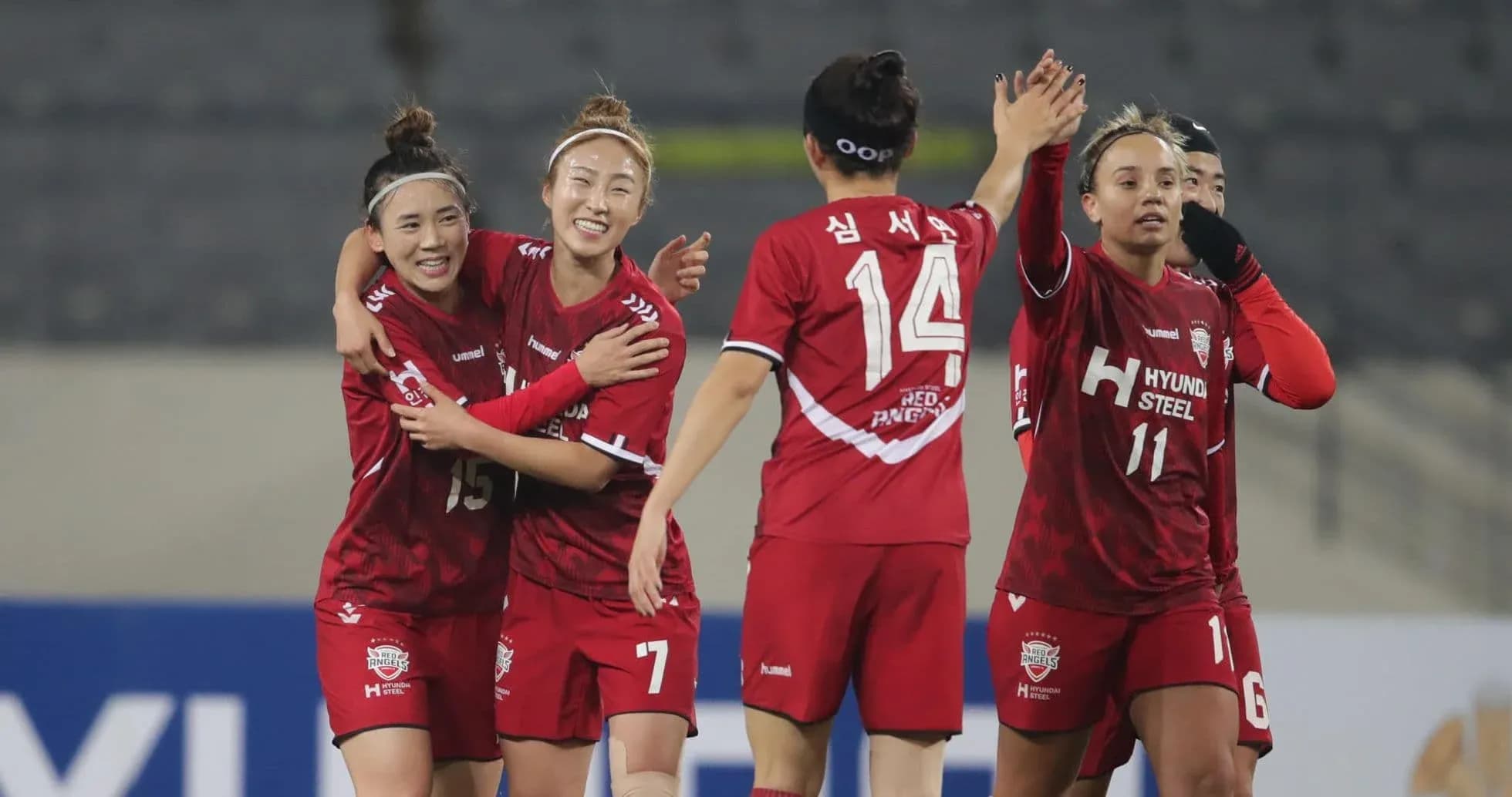 Incheon Red Angels celebrating a goal Incheon Red Angels celebrating a goal