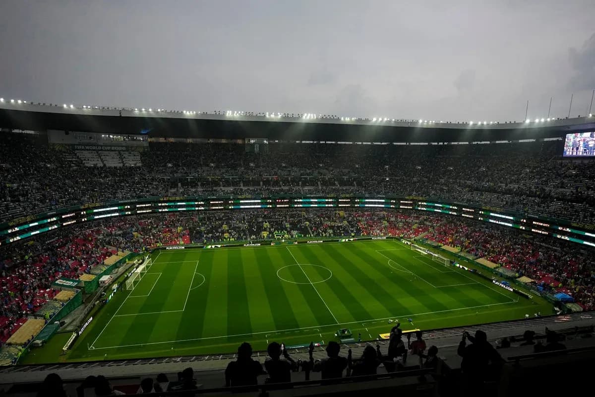 Crowd gathered in stadium before match begins Crowd gathered in stadium before match begins