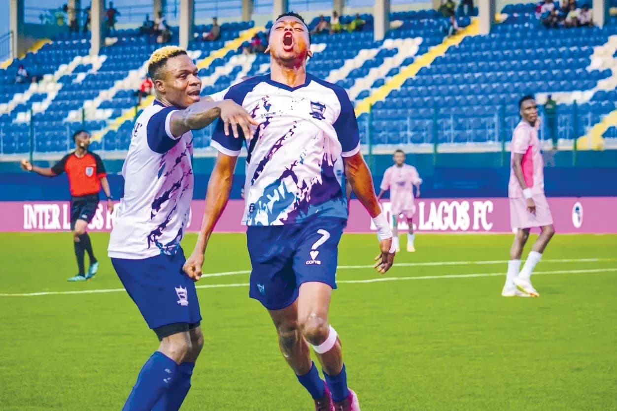 Players celebrating a goal during NPFL match Players celebrating a goal during NPFL match