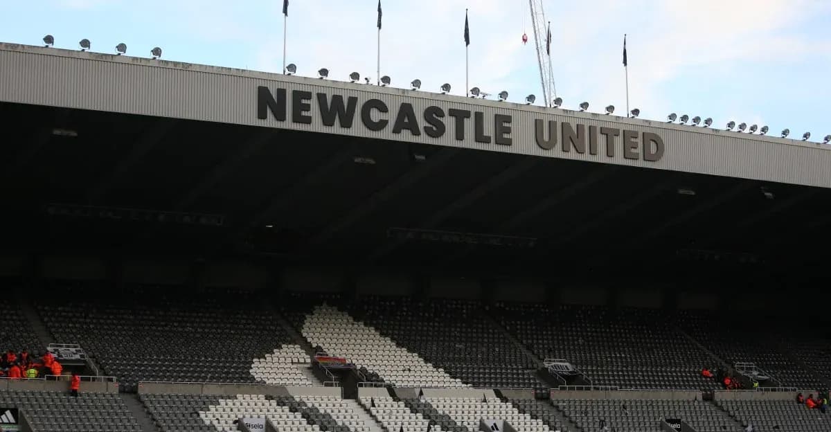 Newcastle United stadium exterior with seating area Newcastle United stadium exterior with seating area