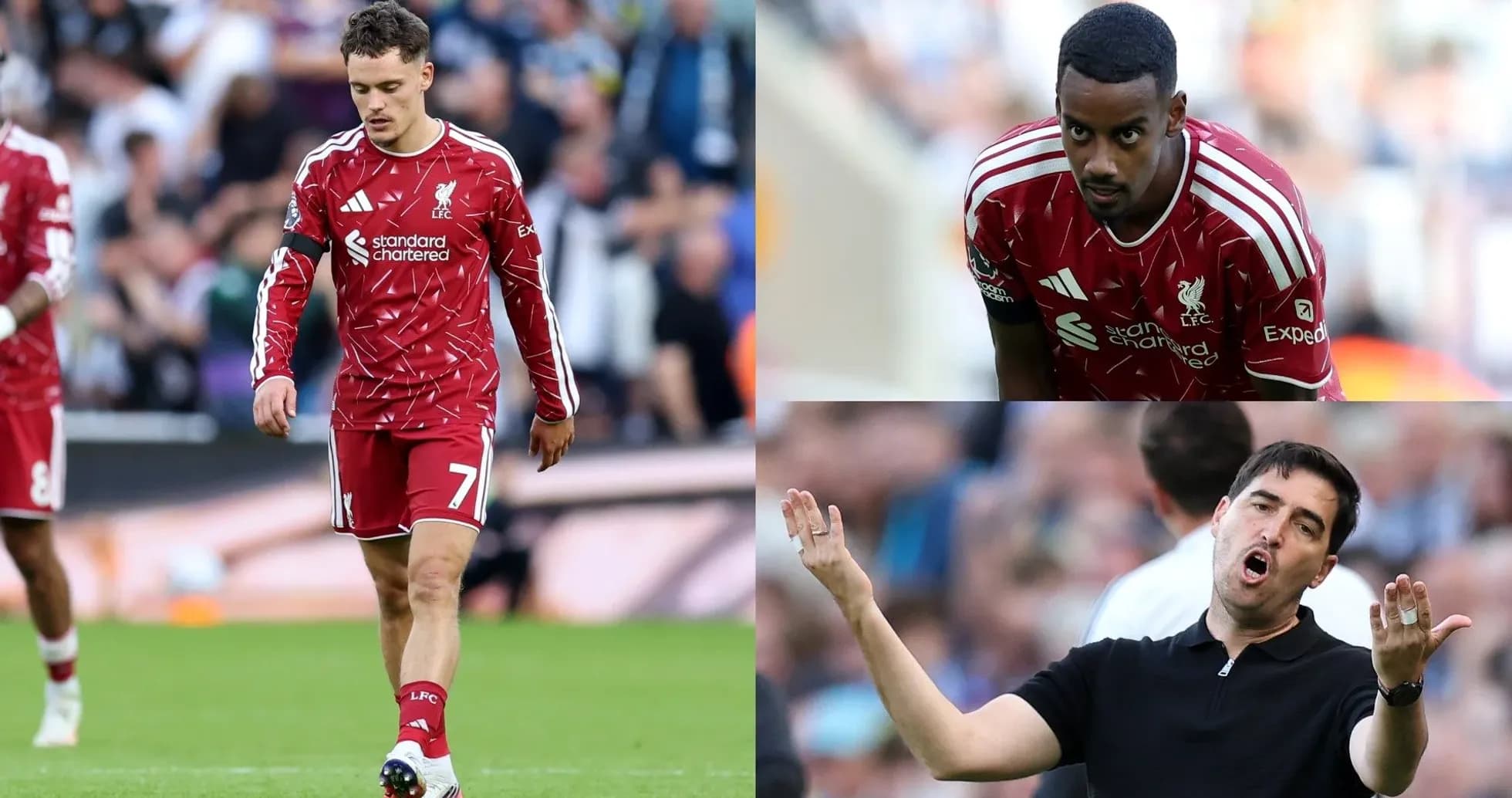 Liverpool players and coach reacting during match Liverpool players and coach reacting during match