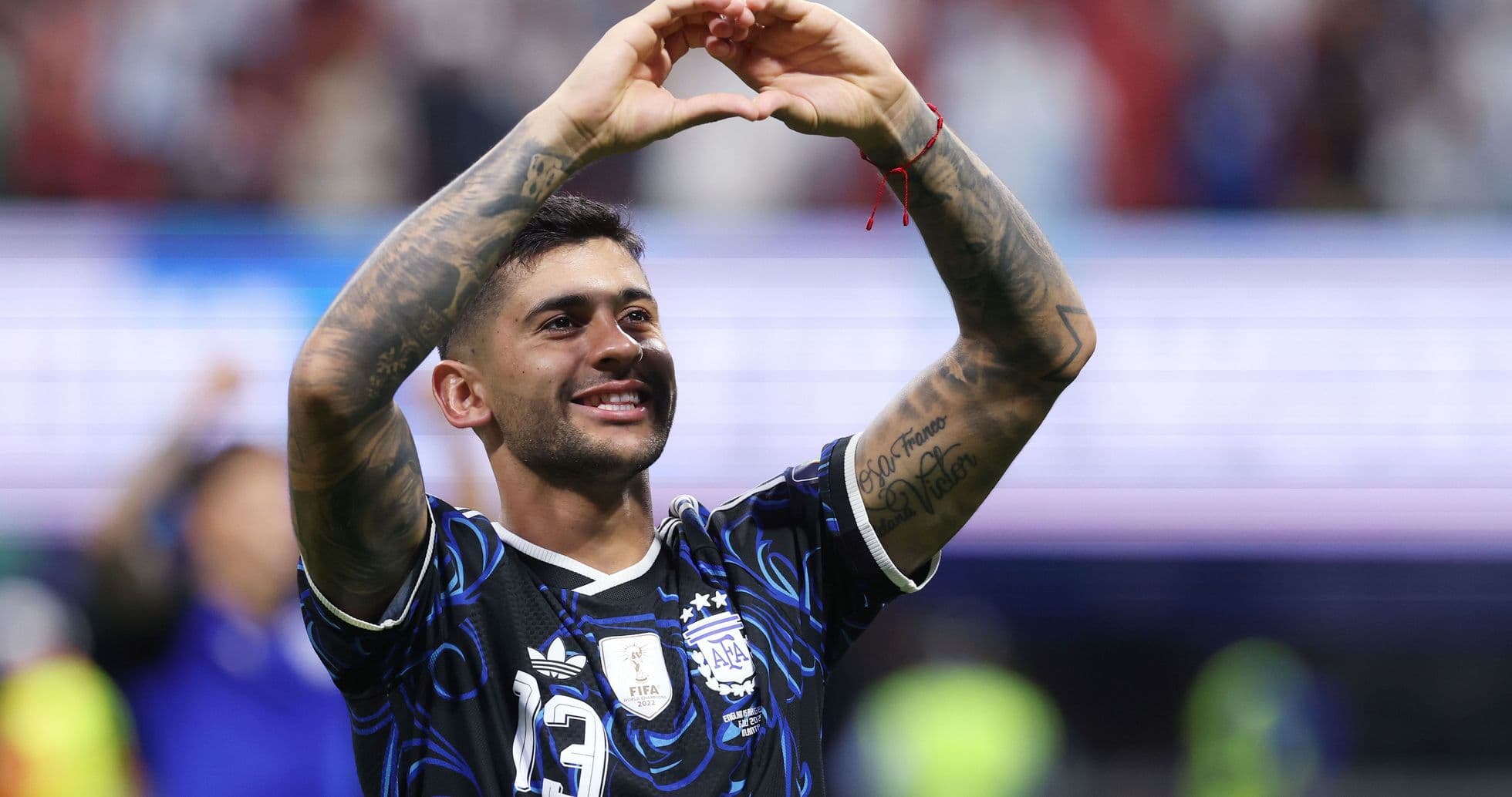 Player celebrating by making a heart gesture Player celebrating by making a heart gesture
