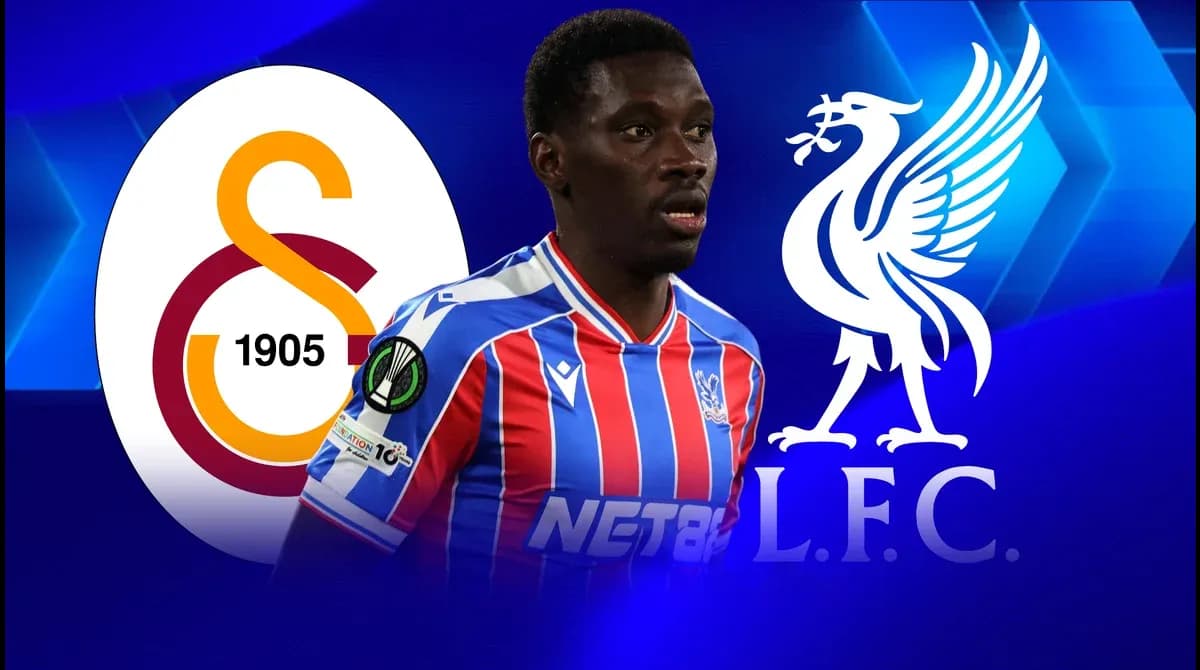 Player in Crystal Palace kit with team logos Player in Crystal Palace kit with team logos