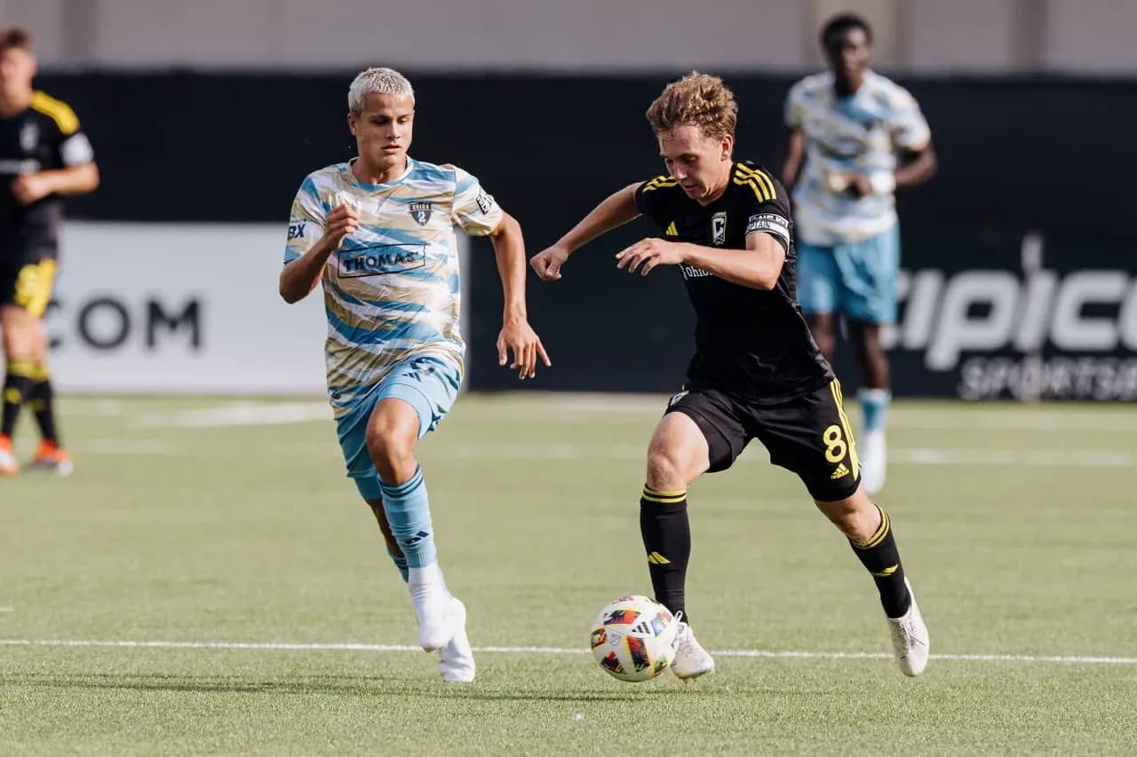 Players competing for the ball during MLS Next Pro match Players competing for the ball during MLS Next Pro match