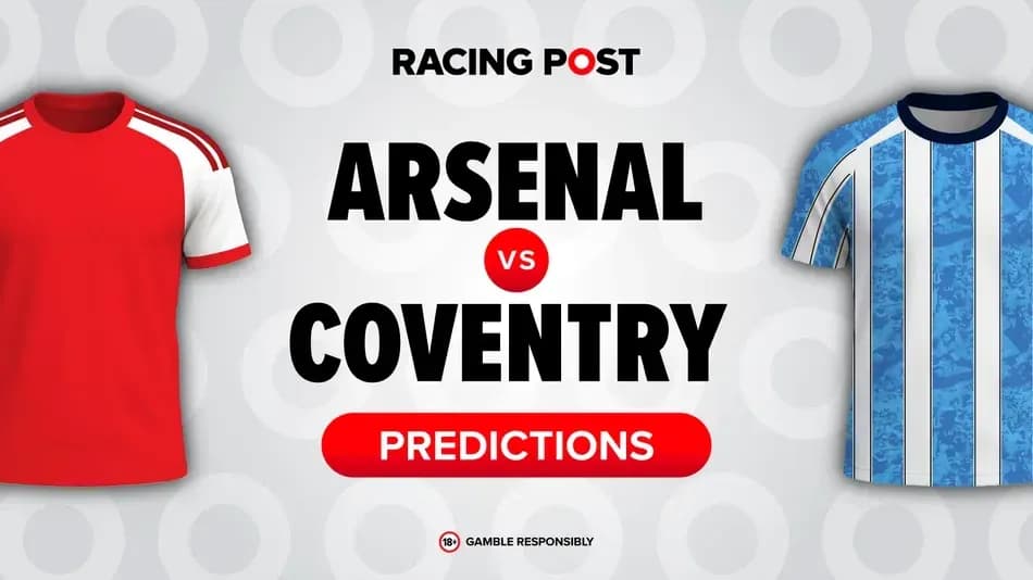 Red and blue jerseys representing Arsenal and Coventry Red and blue jerseys representing Arsenal and Coventry