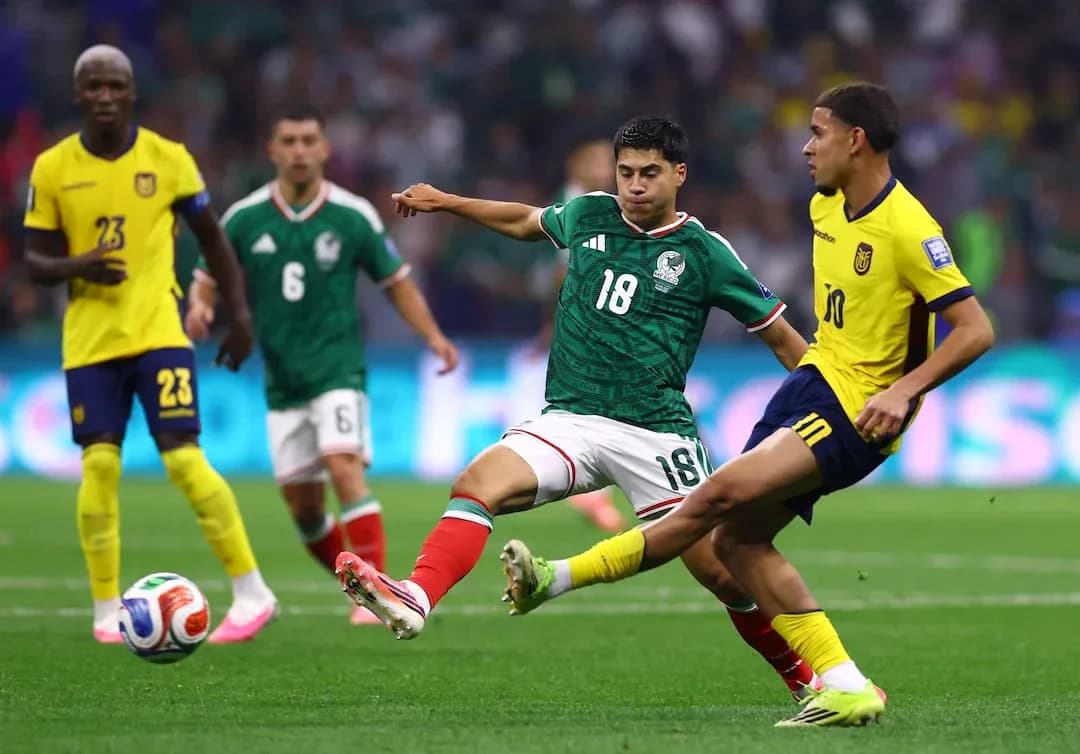 Mexico and Ecuador players battling for the ball Mexico and Ecuador players battling for the ball