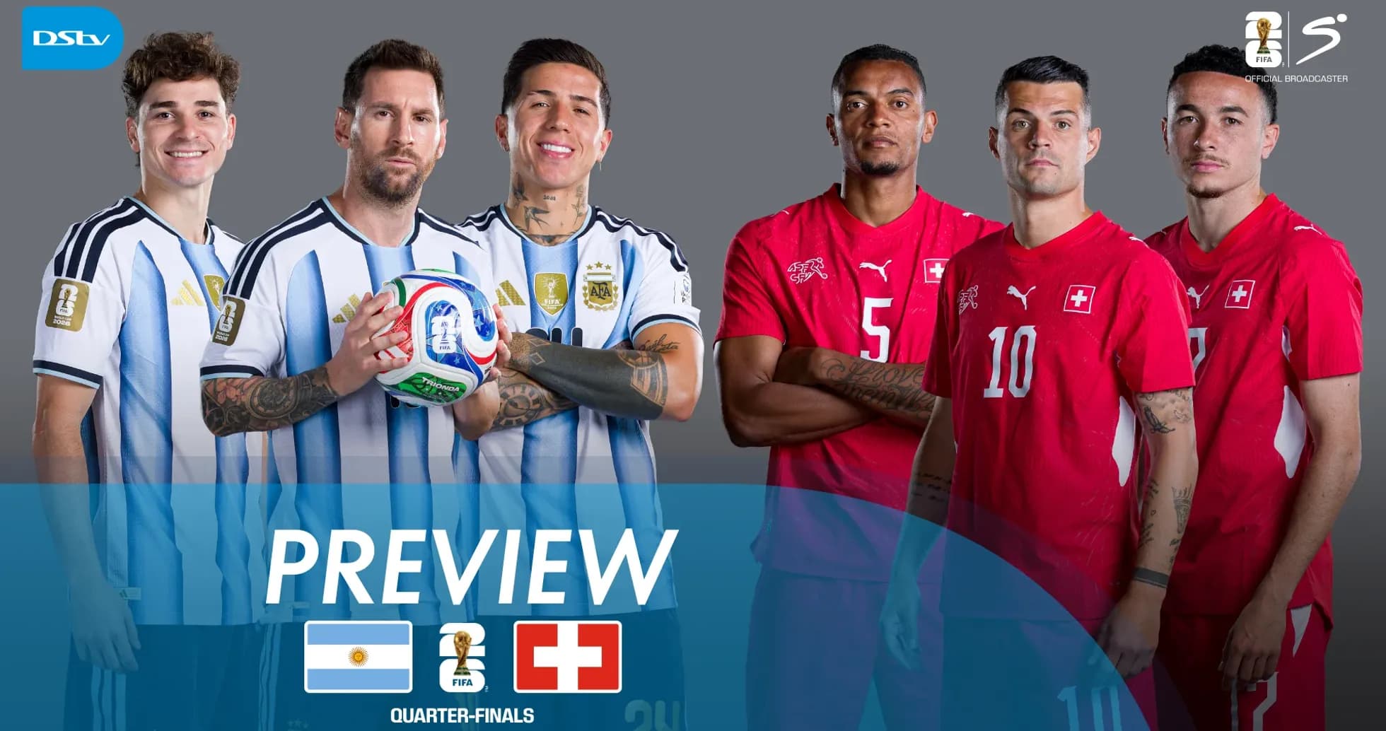 Argentina and Switzerland players posing before quarter-finals Argentina and Switzerland players posing before quarter-finals