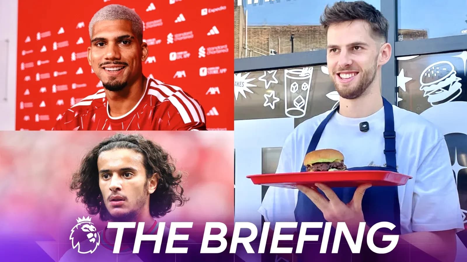 Three football players featured in a briefing collage Three football players featured in a briefing collage