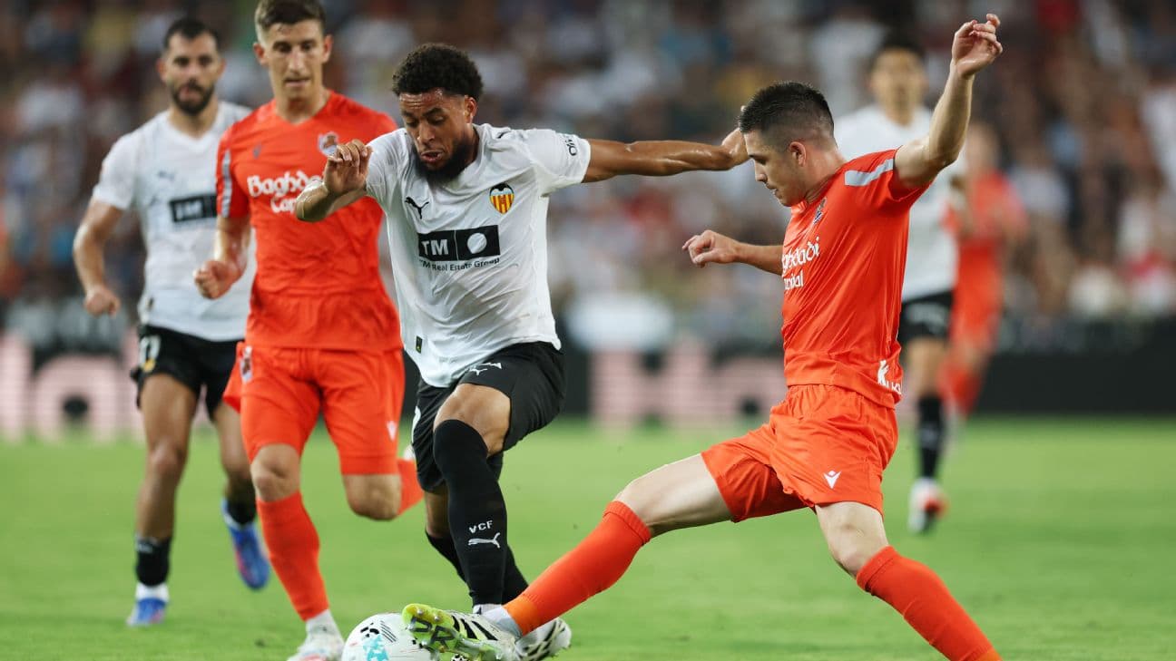 Players competing during Real Sociedad vs Valencia match Players competing during Real Sociedad vs Valencia match