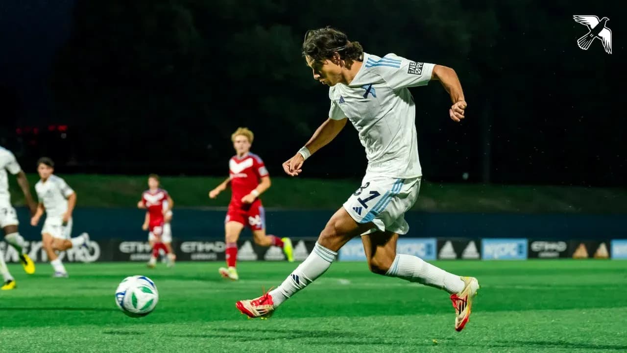 Player kicking the ball during MLS Next Pro match Player kicking the ball during MLS Next Pro match