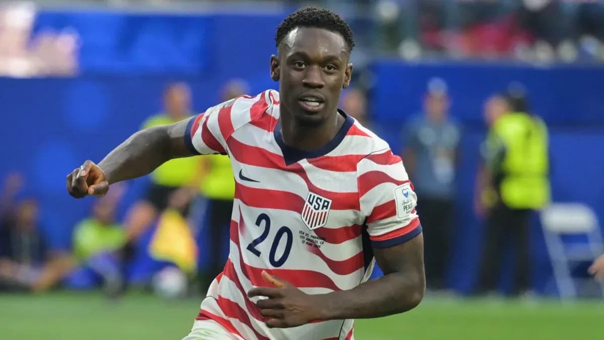 Player in USA jersey celebrating during match Player in USA jersey celebrating during match
