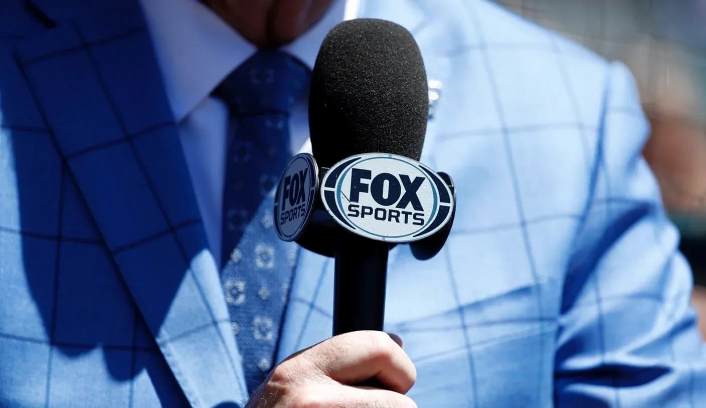 Close-up of microphone with FOX Sports logo Close-up of microphone with FOX Sports logo