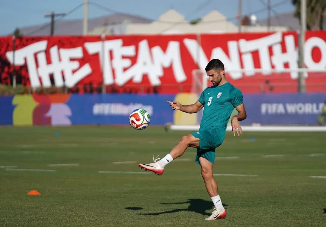 Iran player practicing before World Cup match Iran player practicing before World Cup match