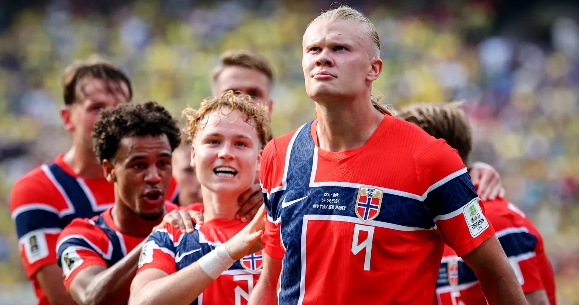 Norway players celebrating during World Cup match Norway players celebrating during World Cup match
