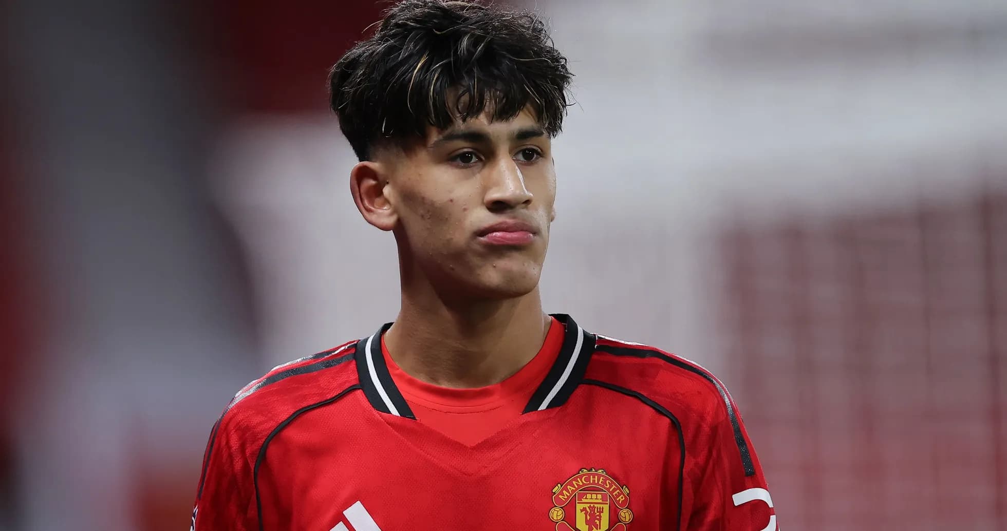 Player in Manchester United kit during match Player in Manchester United kit during match