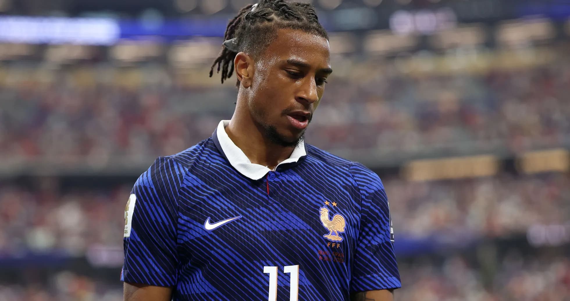 Player in France jersey during match action Player in France jersey during match action