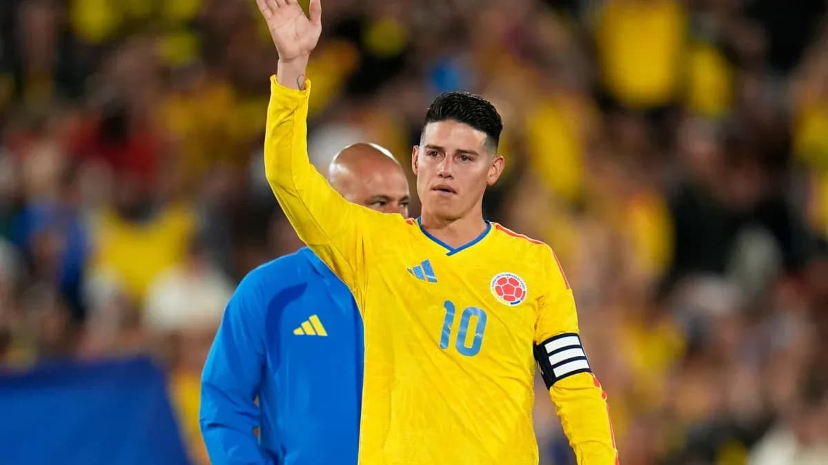 Player waving while wearing Colombia national team jersey Player waving while wearing Colombia national team jersey