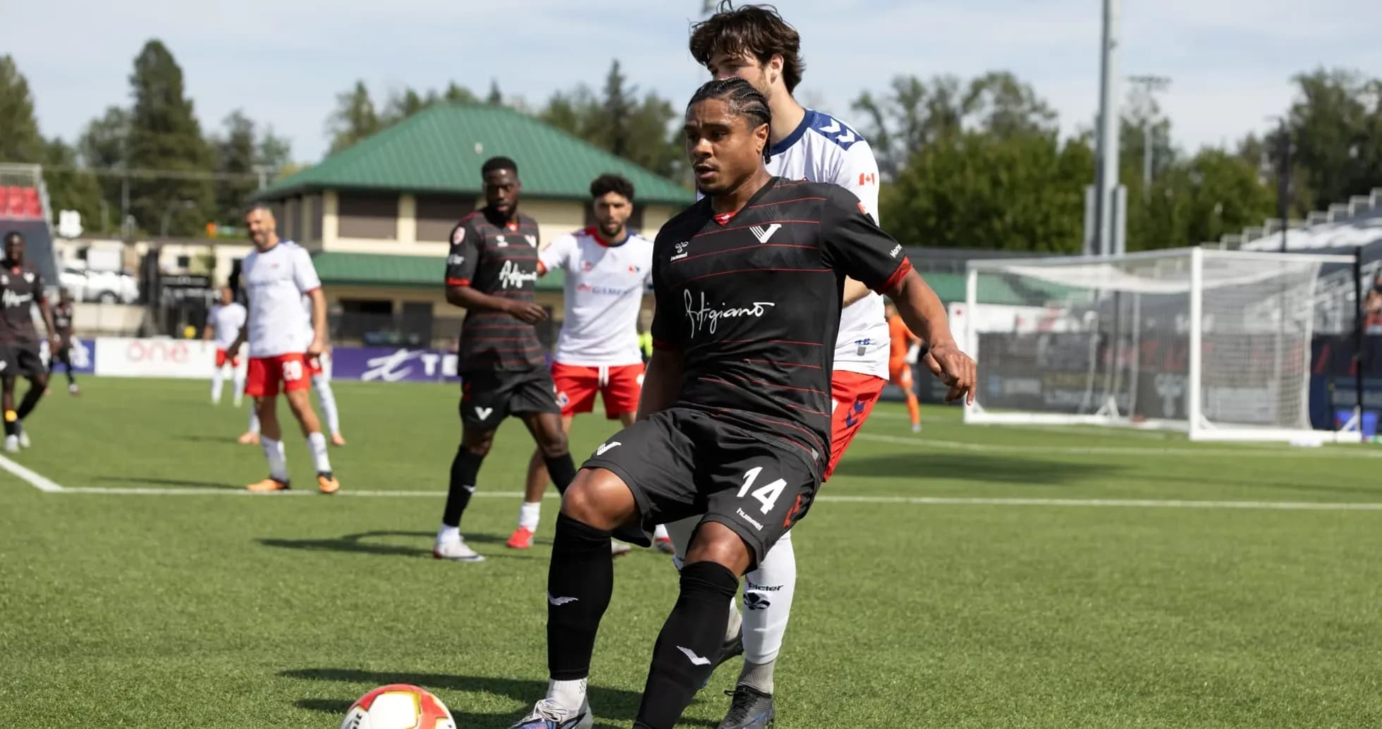 Player in action during Quebec vs Vancouver FC match Player in action during Quebec vs Vancouver FC match
