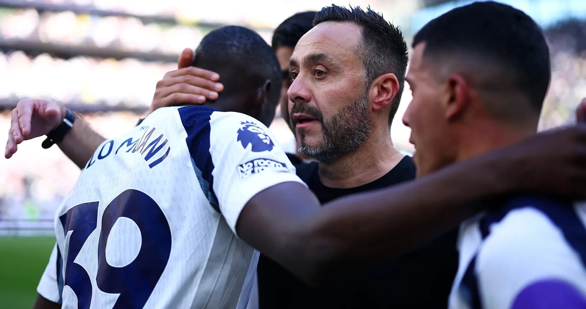Players celebrating after Premier League match Players celebrating after Premier League match