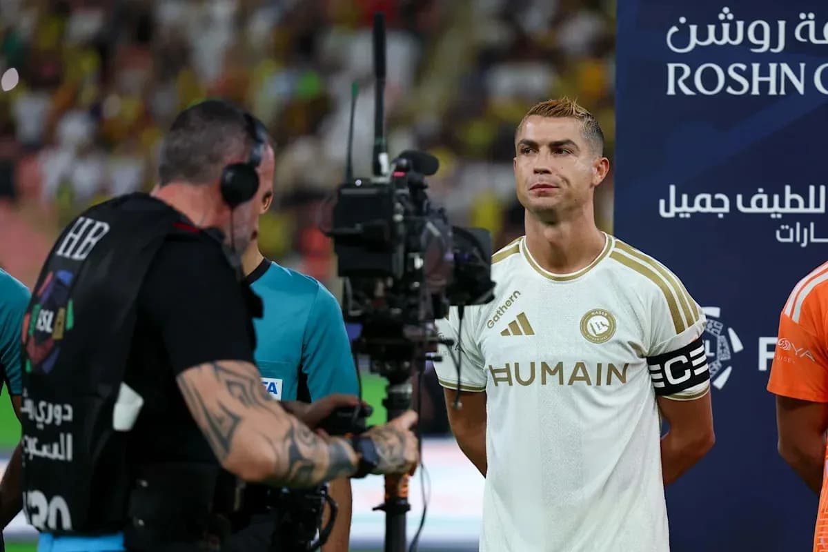 Cristiano Ronaldo standing during pre-match ceremony Cristiano Ronaldo standing during pre-match ceremony