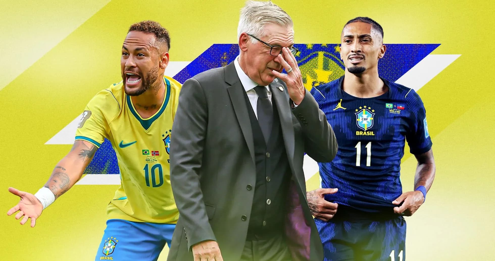 Neymar and coach in Brazil team graphic Neymar and coach in Brazil team graphic