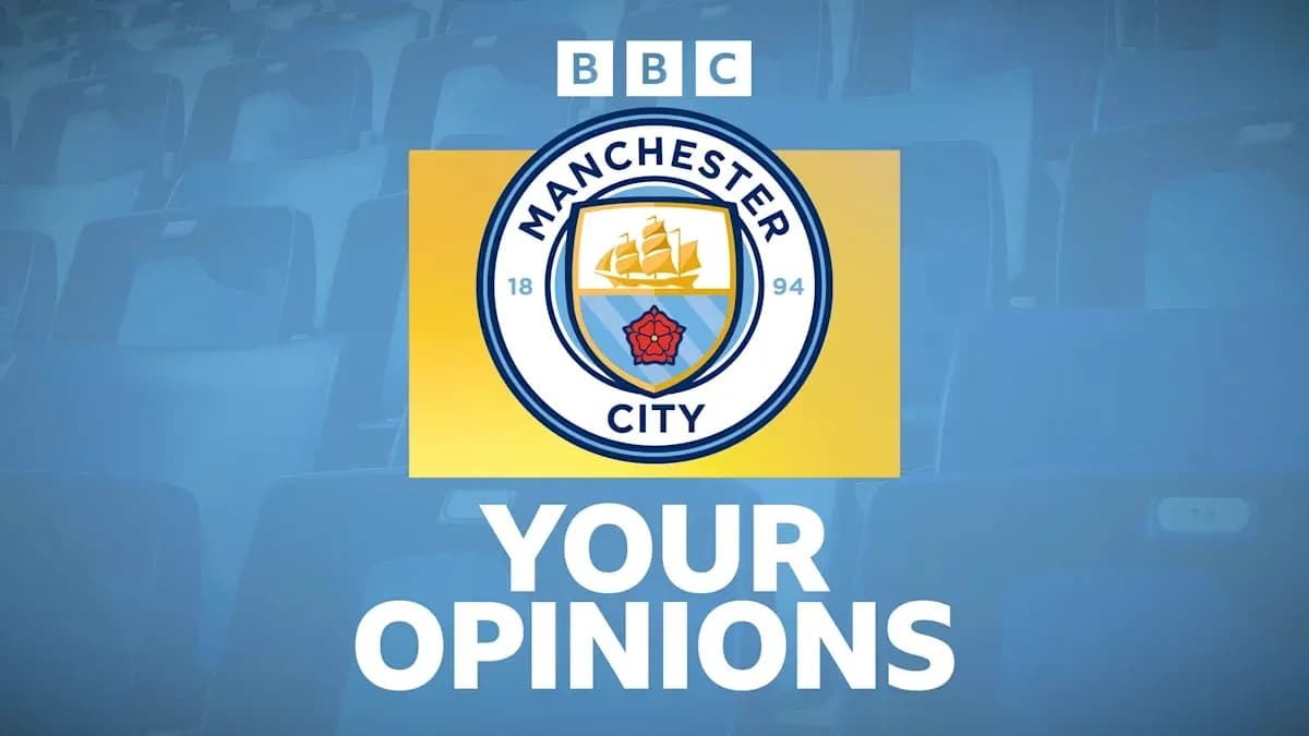 Manchester City logo with text 'Your Opinions' Manchester City logo with text 'Your Opinions'