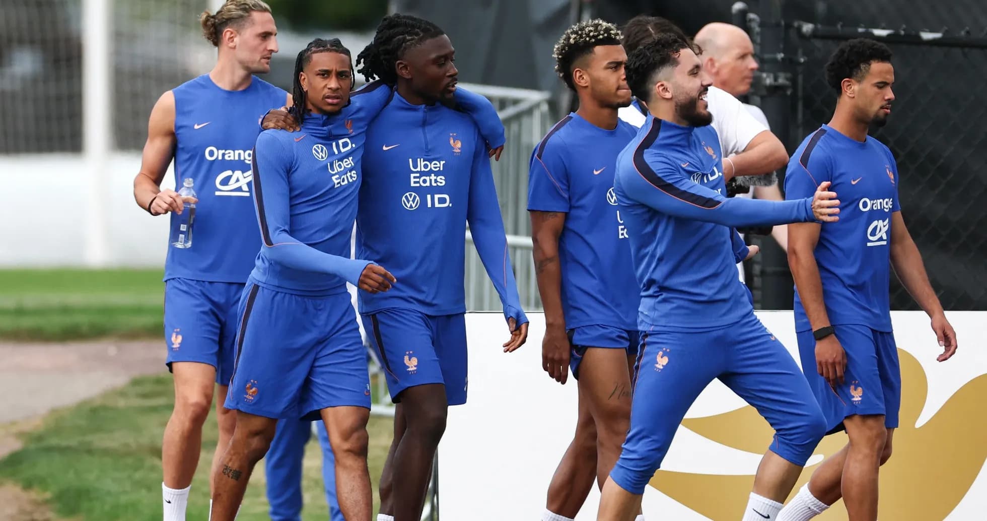 French football players walking during training session French football players walking during training session