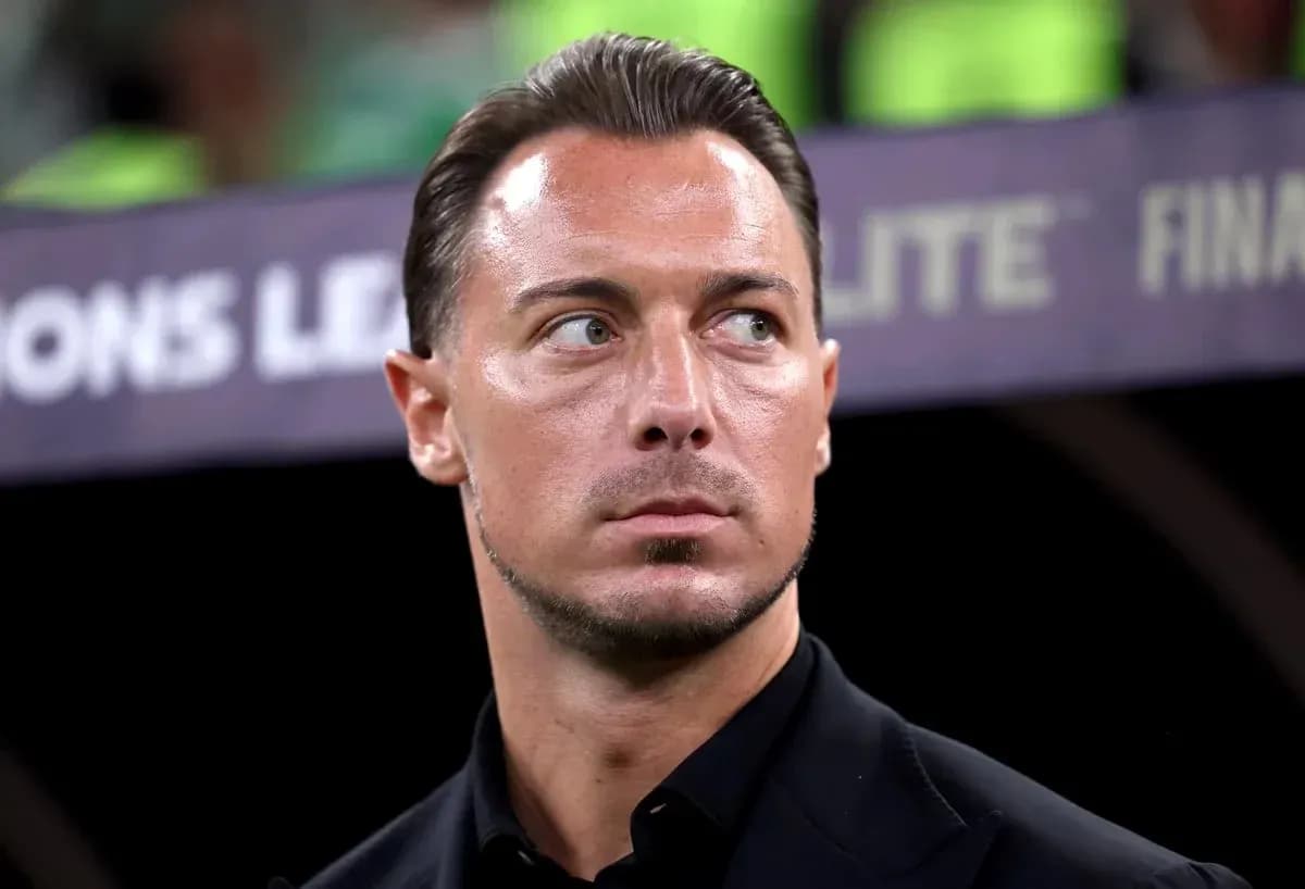 Coach observing match during UEFA Champions League final Coach observing match during UEFA Champions League final