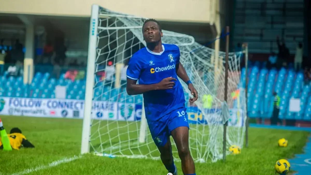 Player celebrating a goal during NPFL match Player celebrating a goal during NPFL match