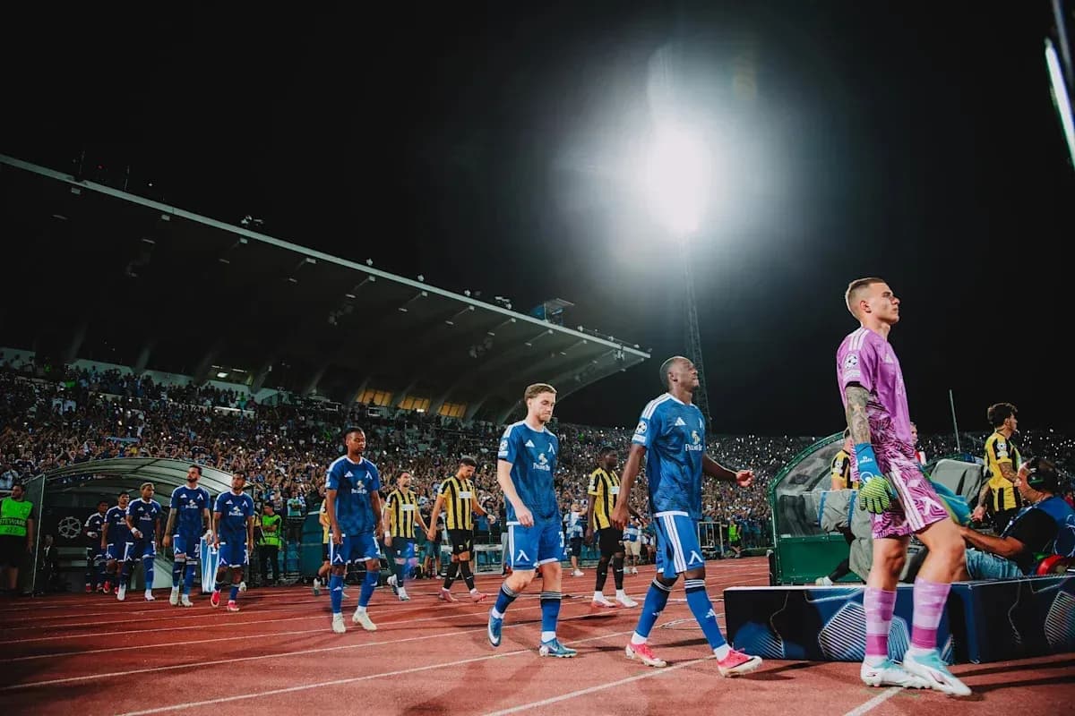 Levski Sofia players entering the pitch for match Levski Sofia players entering the pitch for match