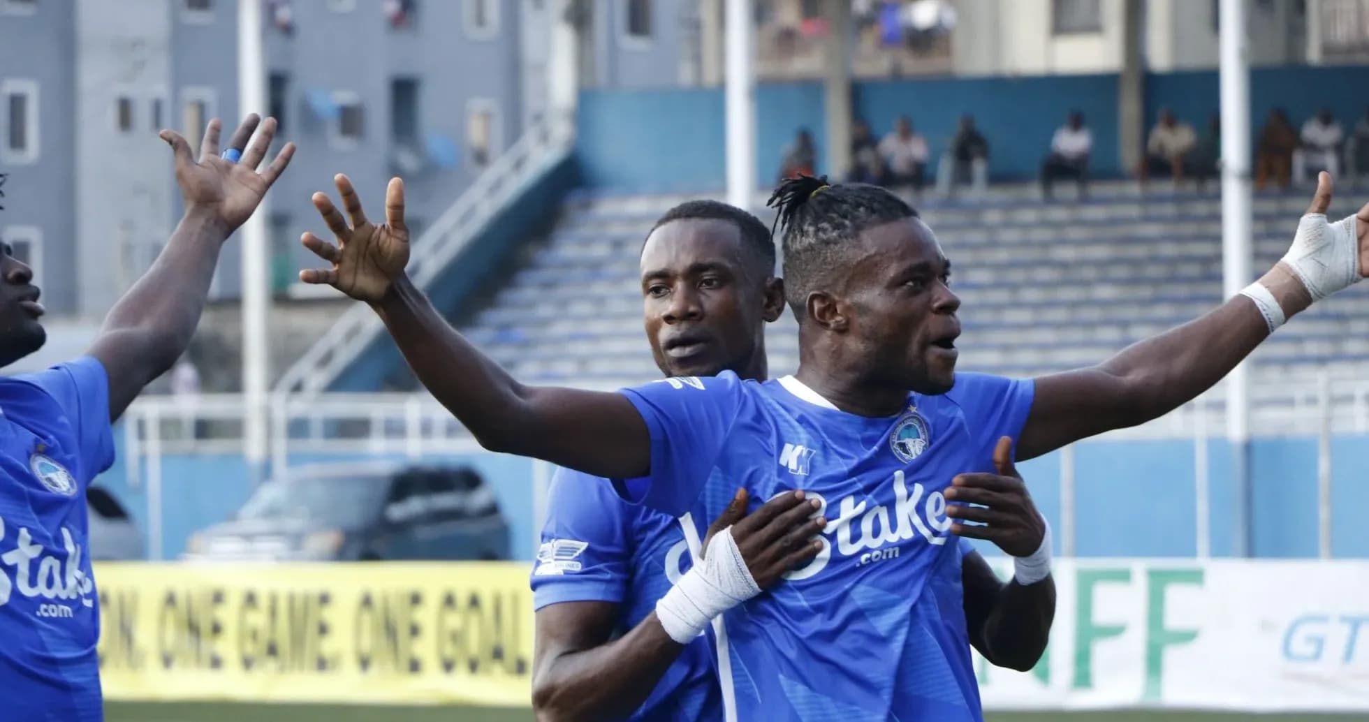 Enyimba players celebrating during match Enyimba players celebrating during match