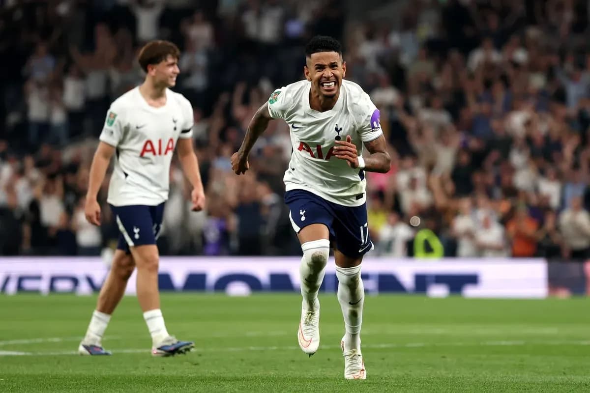 Tottenham player celebrating a goal during match Tottenham player celebrating a goal during match