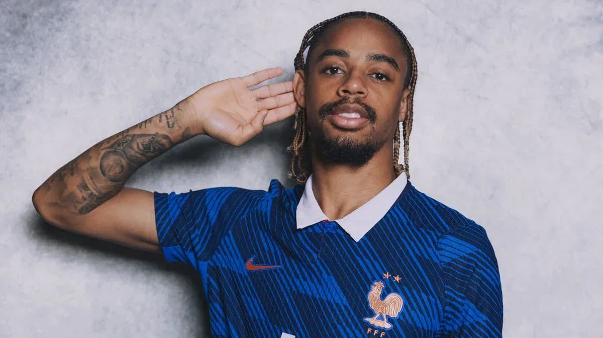 Player posing in France national team jersey Player posing in France national team jersey