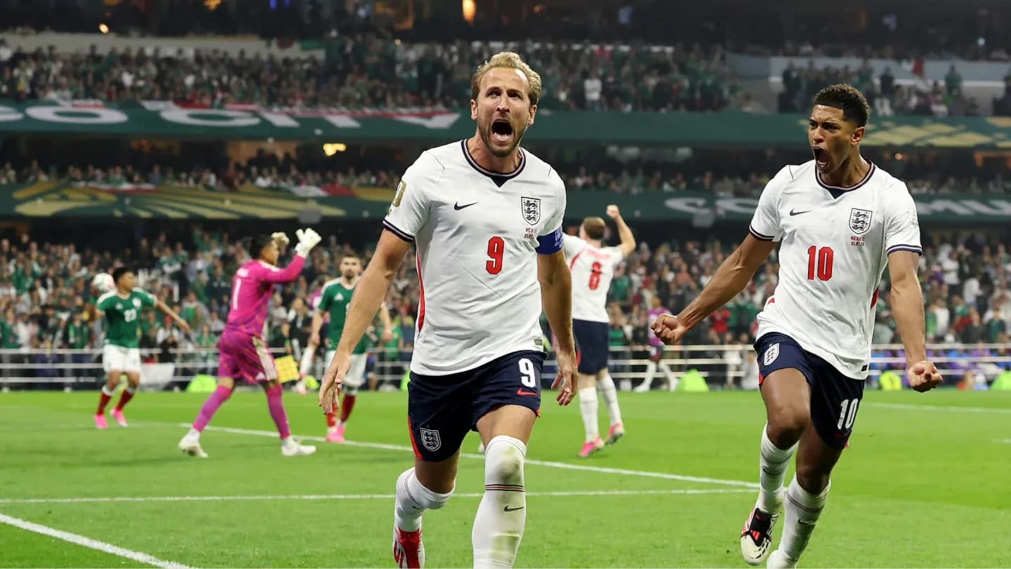 England players celebrating goal during match against Mexico England players celebrating goal during match against Mexico