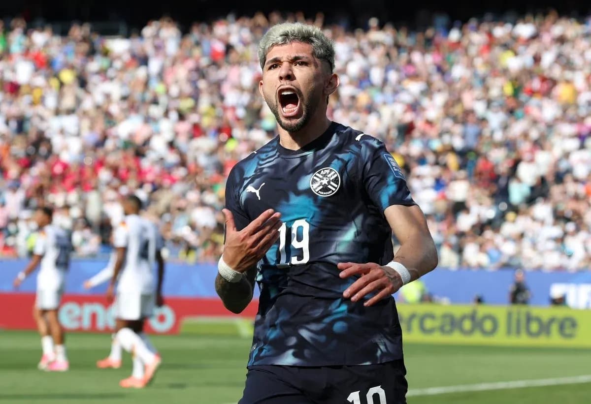 Paraguayan player celebrating during match Paraguayan player celebrating during match