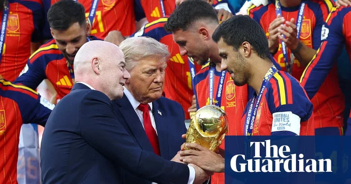 Officials handing over the World Cup trophy to players Officials handing over the World Cup trophy to players