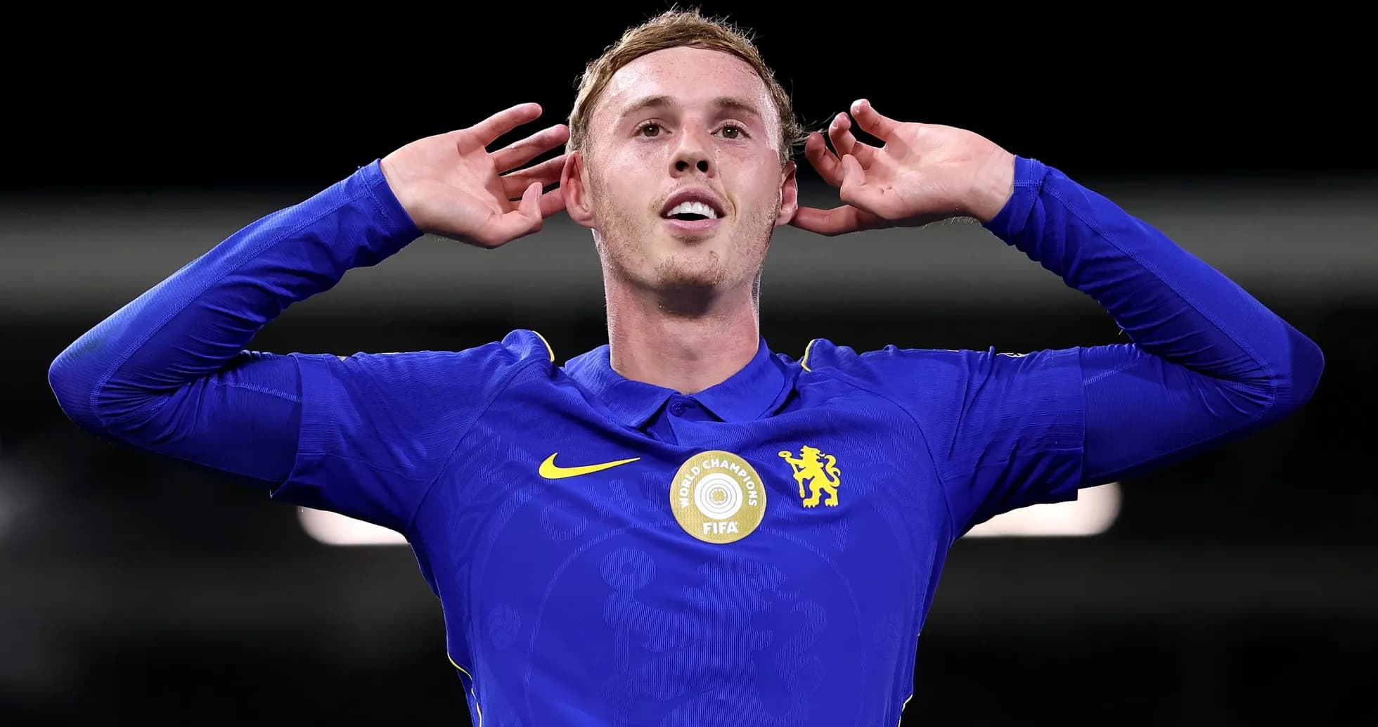 Player celebrating in Chelsea blue kit during match Player celebrating in Chelsea blue kit during match