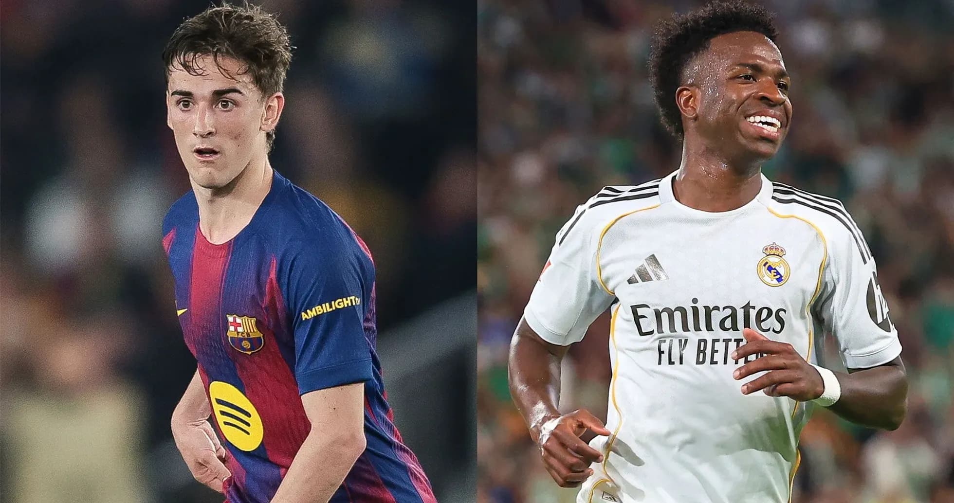 Two football players from Barcelona and Real Madrid Two football players from Barcelona and Real Madrid