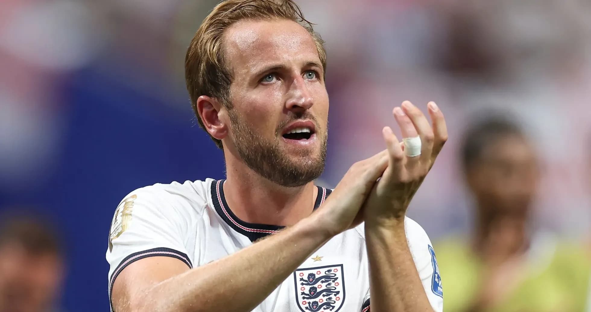 Player applauding fans after match wearing England jersey Player applauding fans after match wearing England jersey