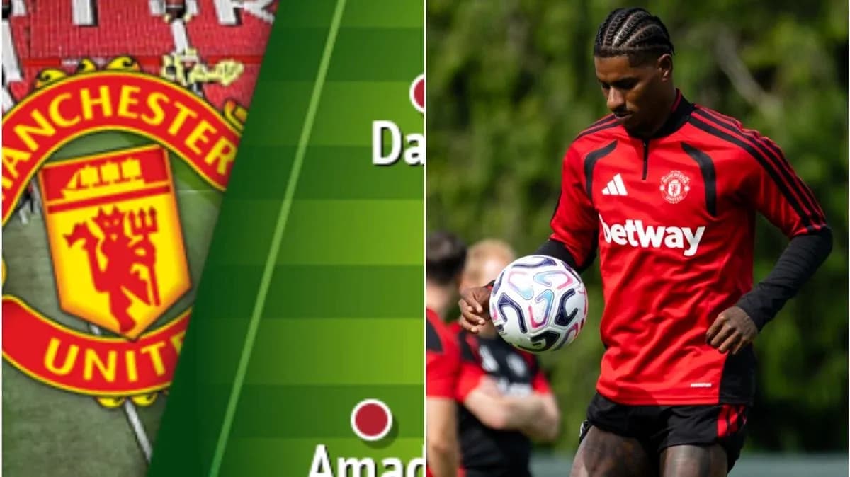 Manchester United player training with football Manchester United player training with football