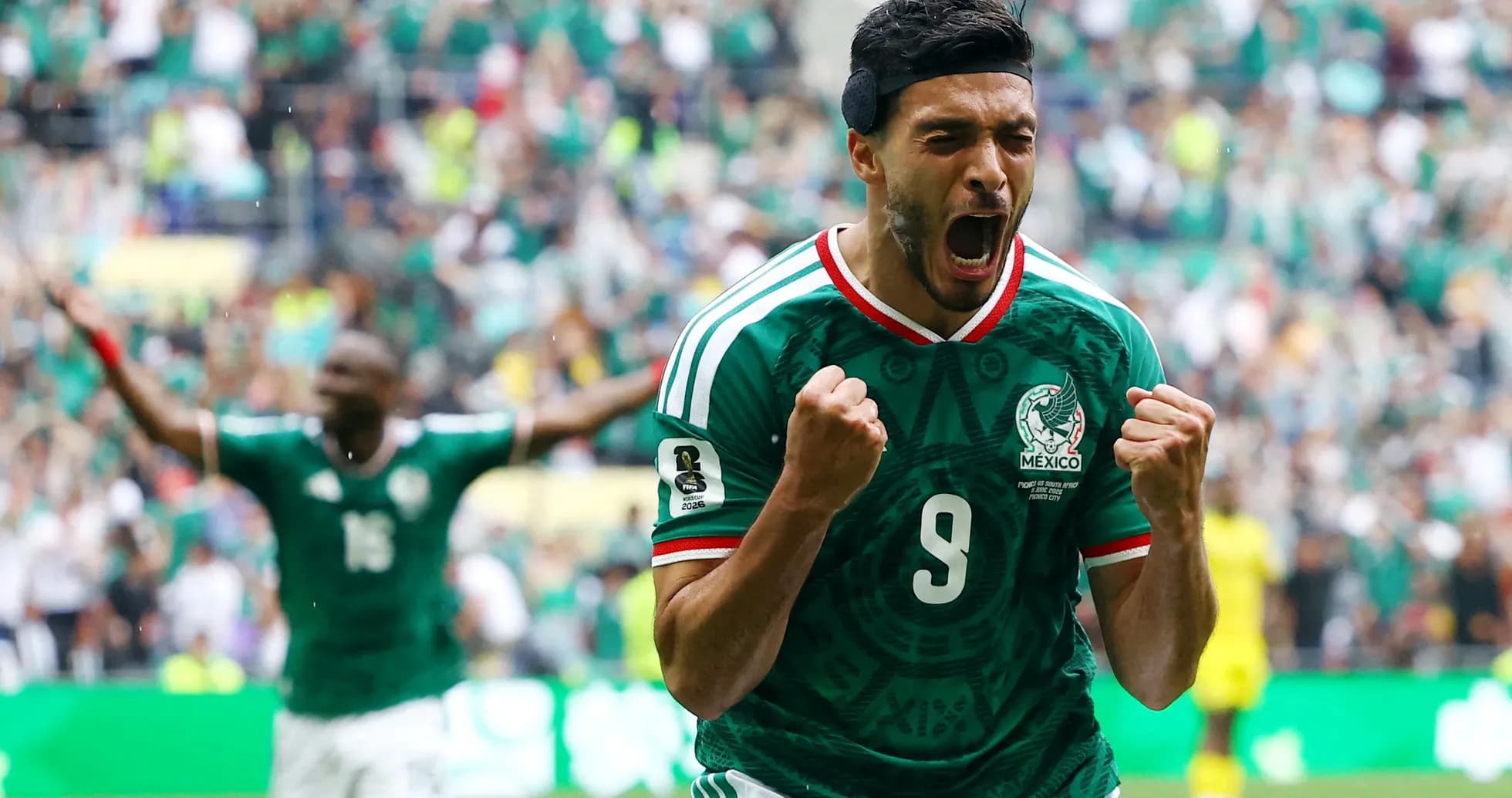 Raul Jimenez celebrating goal for Mexico Raul Jimenez celebrating goal for Mexico