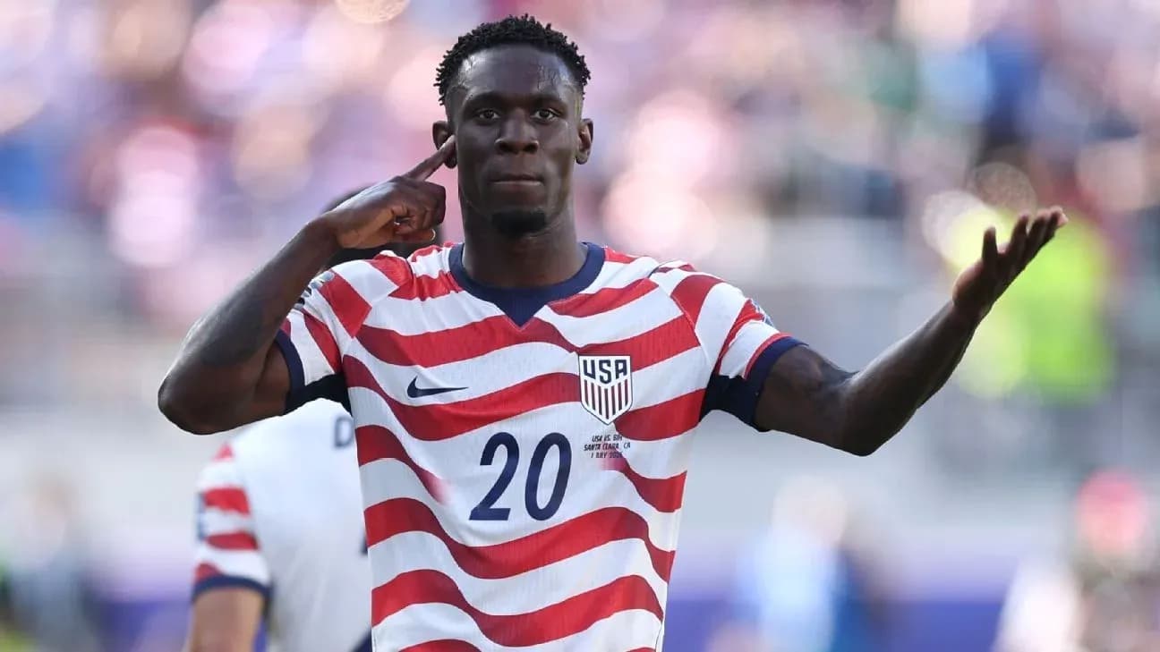 Player celebrating during a soccer match for USA Player celebrating during a soccer match for USA
