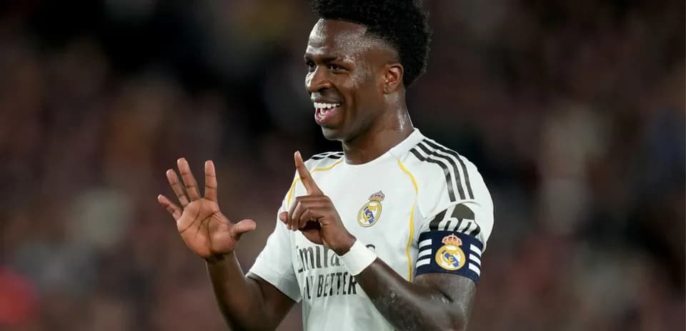 Vinícius Júnior celebrating during a match Vinícius Júnior celebrating during a match